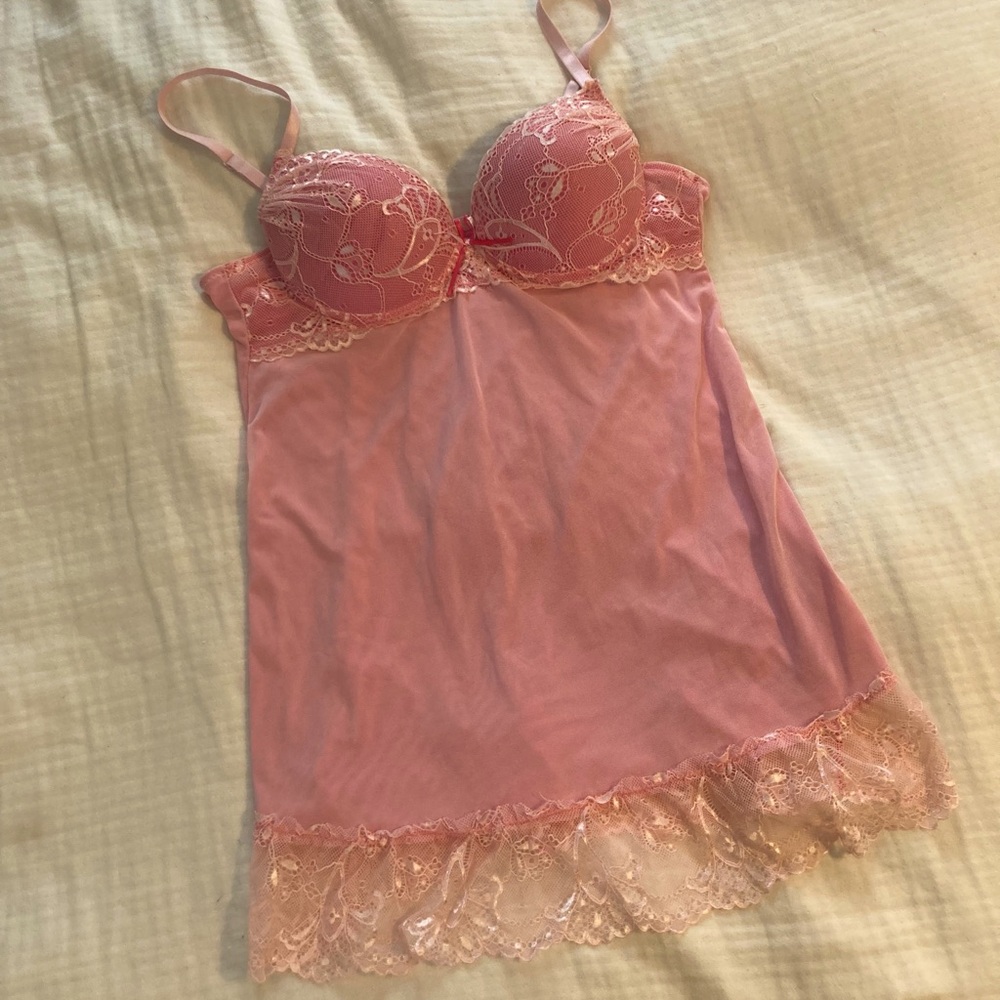 Lace Trim Pink Chemise